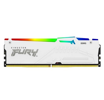 זיכרון למחשב נייח כולל צלעות קירור ותאורה לבן קינגסטון Kingston KF552C40BWA-32 32GB 4G x 64-Bit DDR5-5200 CL40 288-Pin DIMM Intel XMP White RGB